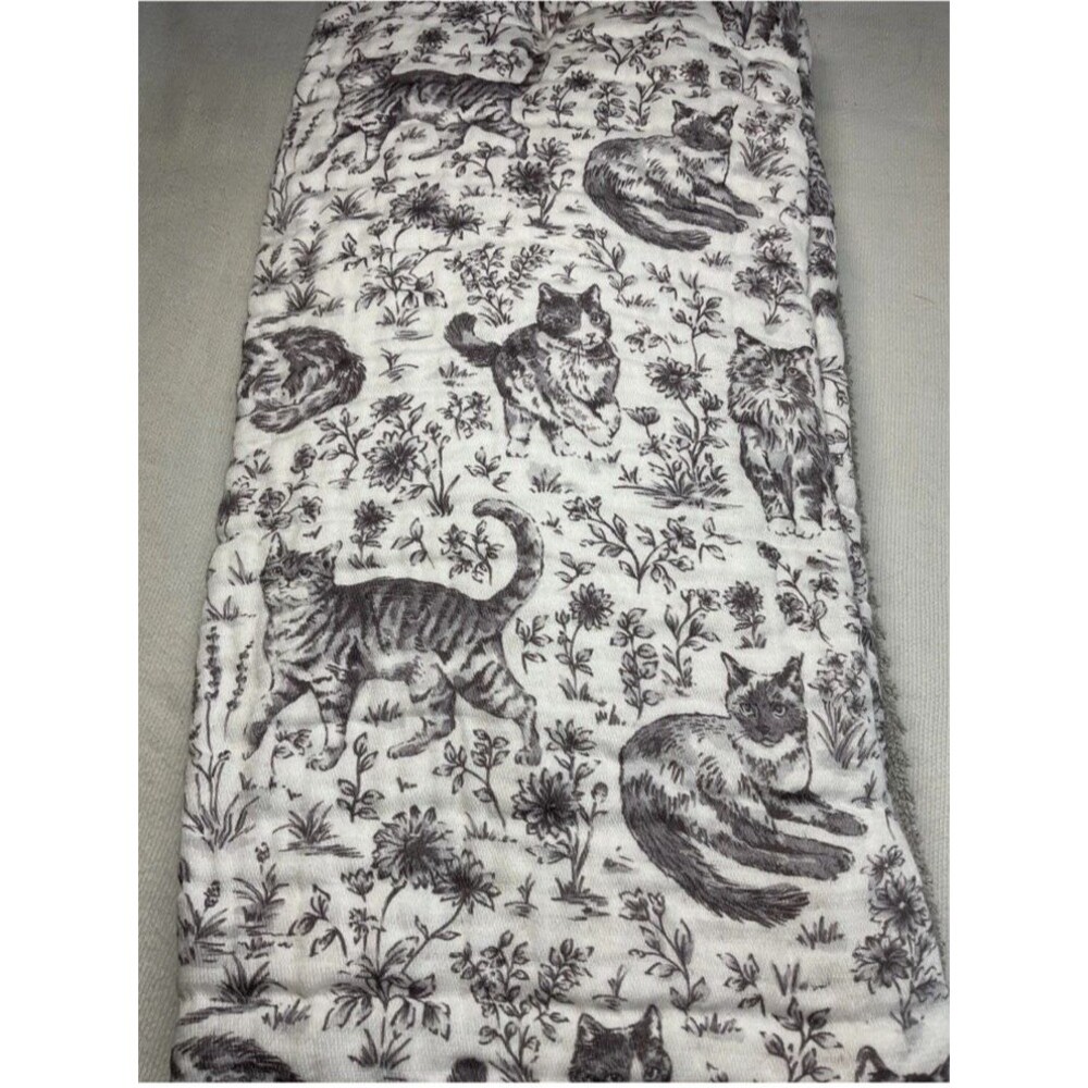 RACHEL ASHWELL FARMHOUSE (3) KITCHEN TOWELS CATS GRAY /WHITE 100% COTTON NWOT